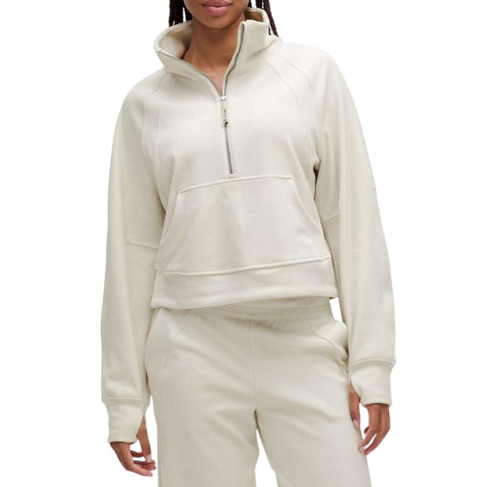 Lululemon Scuba Oversized Funnel-Neck Half Zip Womens XS/S Bone Velvet Pullover
